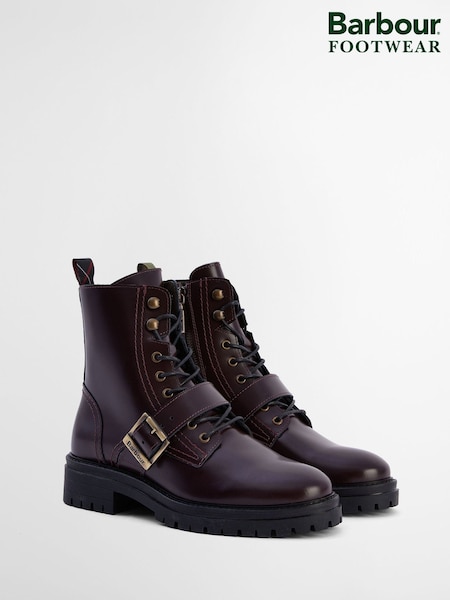 Barbour® Purple Ouseburne Leather Lace Up Buckle Boot (W27321) | £145