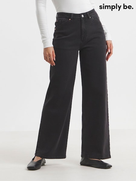 Simply Be Black 99/1 Wide Jeans (W27408) | £39
