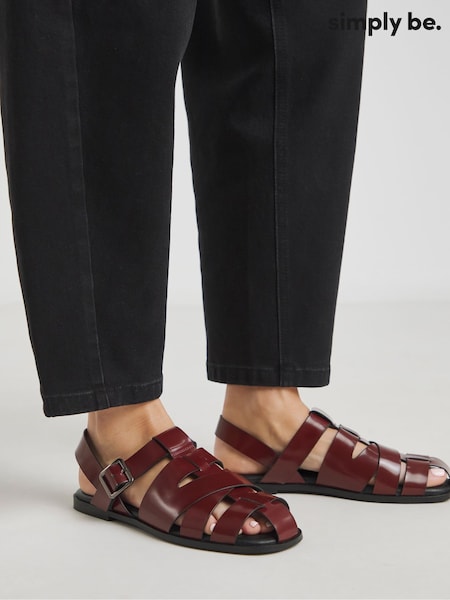 Simply Be Red Wide Fit Fisherman Sandals In Wide Fit (W27458) | £39