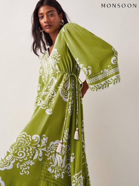 Monsoon Green Miley Floral Print Midi Dress (W27505) | £80