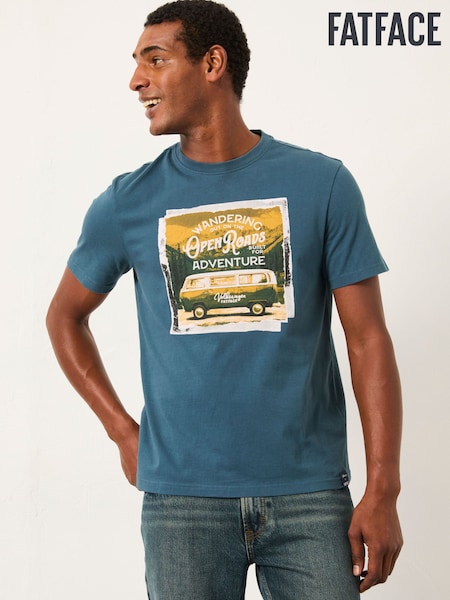 FatFace Dark Teal Blue VW Open Road Graphic T-Shirt (W27644) | £29.50