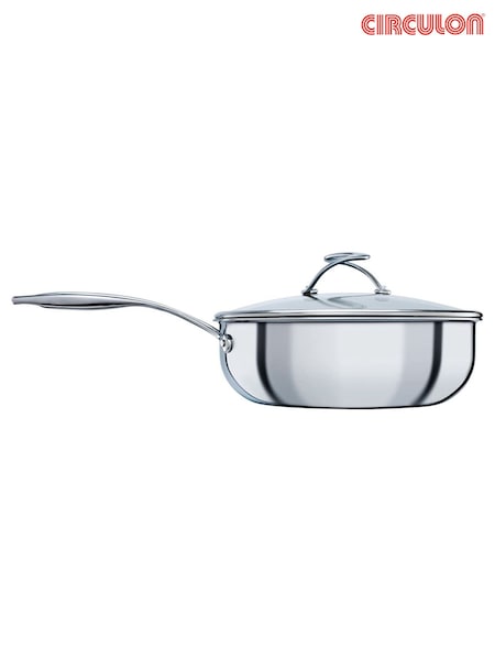 Circulon Silver C Series Steelshield Clad Chef Pan 24cm with Toughened Glass Lid And Stainless Steel Tool (W27691) | £130