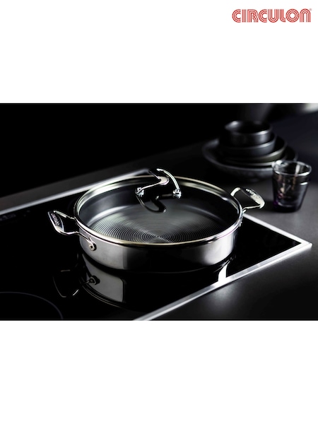 Circulon Silver C Series Steelshield Clad Hybrid Non Stick Sauteus 30cm With Toughened Glass Lid (W27700) | £160