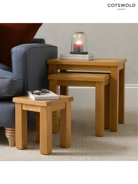 Cotswold Company Rustic Oak Oakland Nest of Table (W27732) | £204