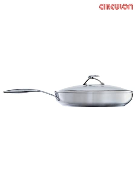 Circulon Silver S Series Steelshield Stainless Steel Hybrid Non Stick Saute 30cm 4.7L With Toughened Glass Lid (W27752) | £130