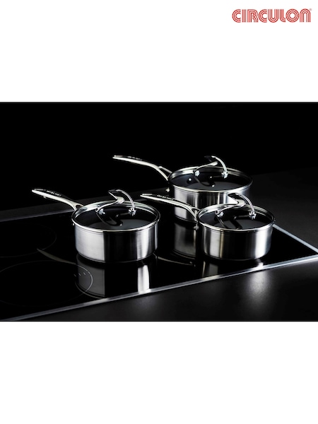 Circulon 3 Piece Silver Circulon S Series Steelshield Stainless Steel Hybrid Non Stick Set (W27757) | £180