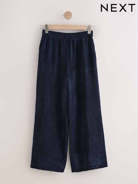 Navy Wide Leg Soft Cord Trousers (W27802) | £29