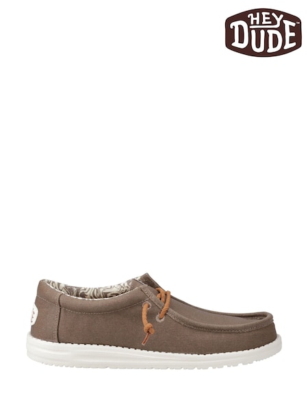 HEYDUDE Wally Waxed Canvas Brown Shoes (W27821) | £65