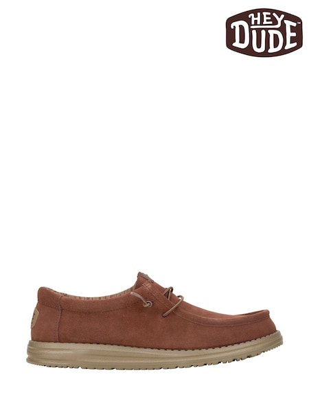 HEYDUDE Wally Suede Brown Shoes (W27828) | £0