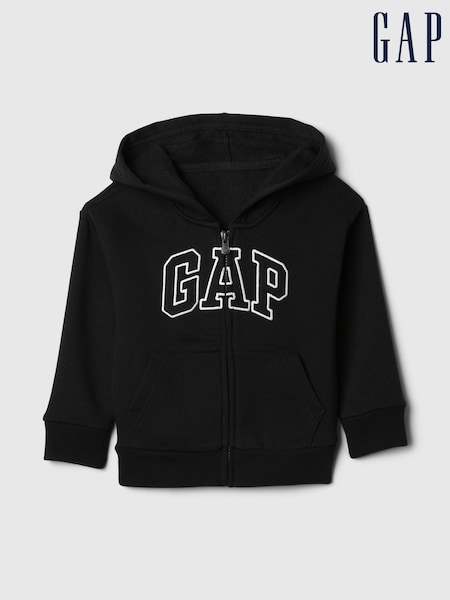 Gap Black Logo Full Zip Hoodie (6mths-5yrs) (W27832) | £20
