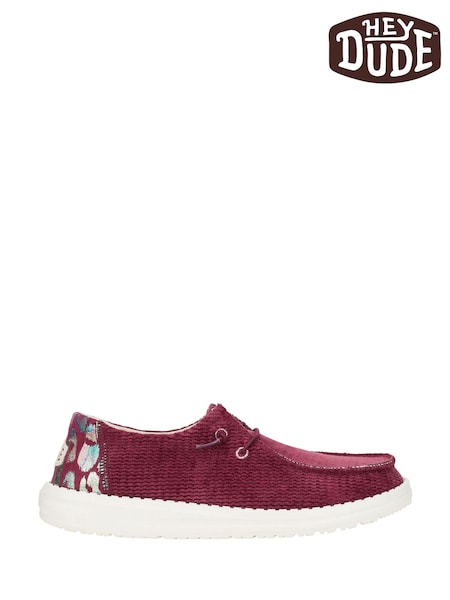 HEYDUDE Red Wendy Corduroy Leo Shoes (W27834) | £70