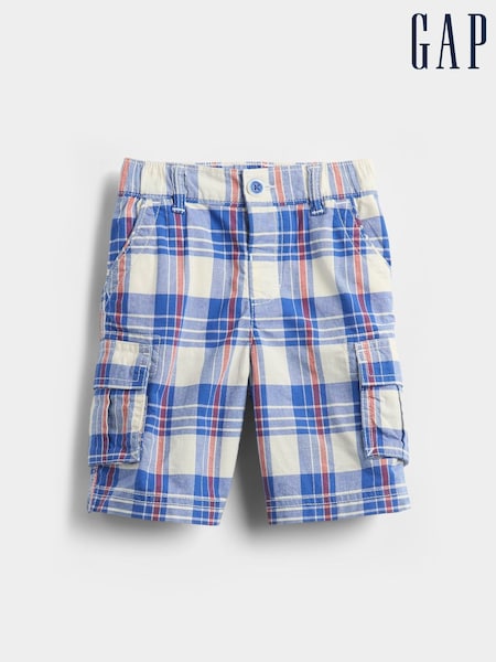 Gap Blue Check Pull On Cargo Shorts (6mths-5yrs) (W27844) | £20