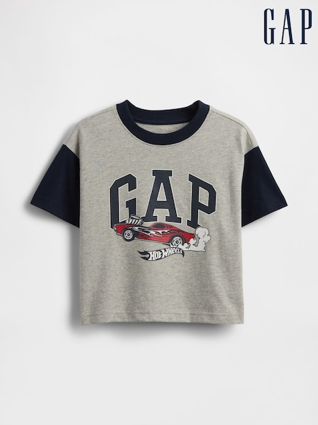 Gap Grey Oversized Hot Wheels Graphic Short Sleeve T-Shirt (6mths-5yrs) (W27853) | £14