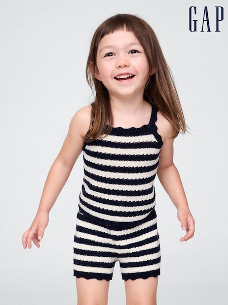Gap Black/White Scalloped Crochet Vest Top (6mths-5yrs) (W27952) | £16