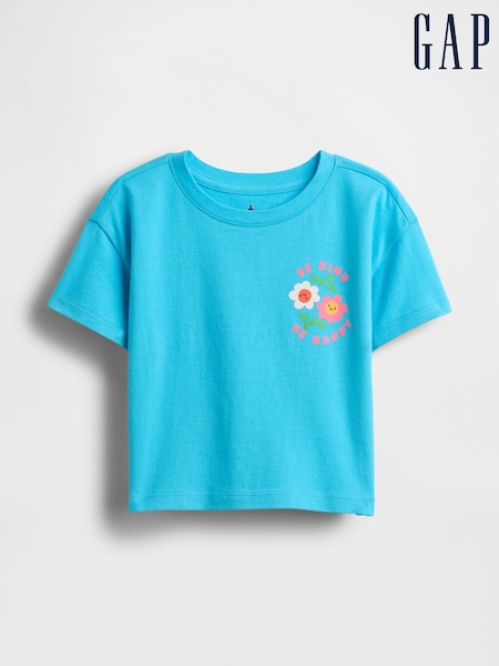 Gap Blue Floral Relaxed Graphic Short Sleeve T-Shirt (6mths-5yrs) (W27956) | £16