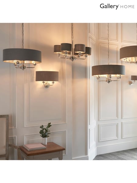 Gallery Home Grey Ruben Brushed Table Lamp (W27985) | £60