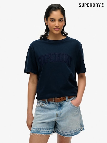 Superdry Blue Oversized Athletic Tonal 100% Cotton T-Shirt (W28178) | £27