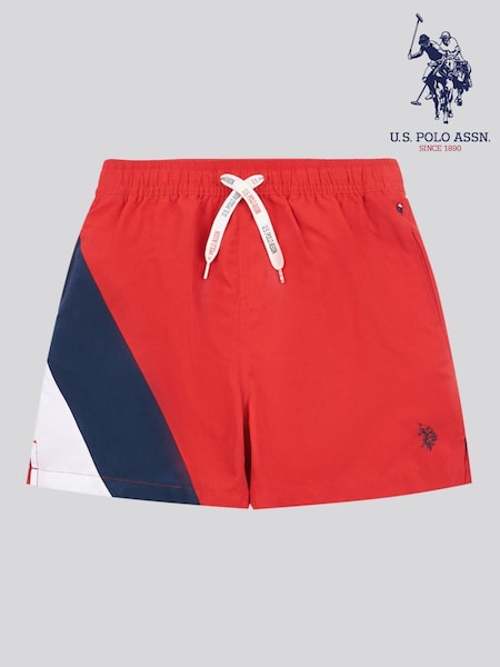 U.S. Polo Assn. Red Boys Cut and Sew Swim Shorts (W28179) | £30 - £36