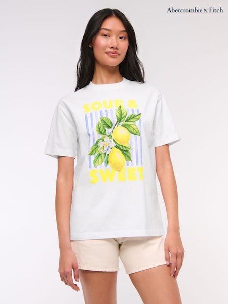 Abercrombie & Fitch Oversized Fruit Graphic Print Short Sleeve T-Shirt (W28256) | £29