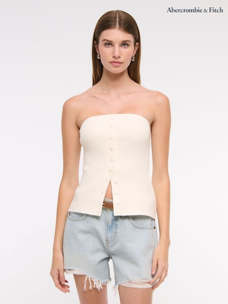 Abercrombie & Fitch Strapless Button Through Knitted Tube Top (W28264) | £45