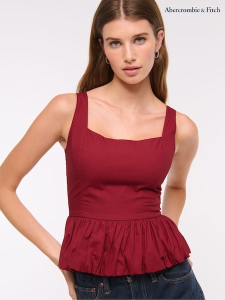 Abercrombie & Fitch Poplin Bubble Hem Sleeveless Top (W28268) | £52