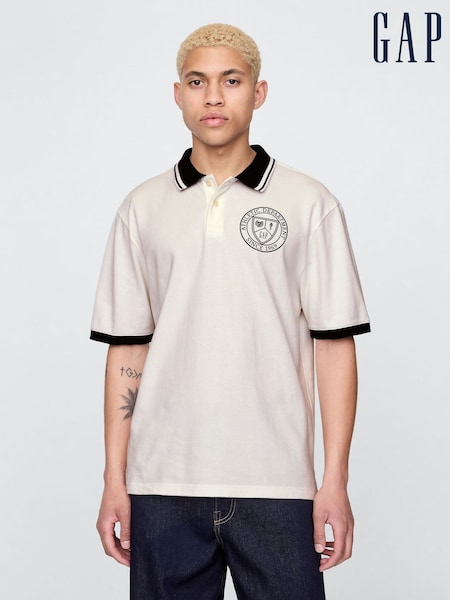 Gap Neutral/Black Athletic Logo Pique Short Sleeve Polo Shirt (W28325) | £25