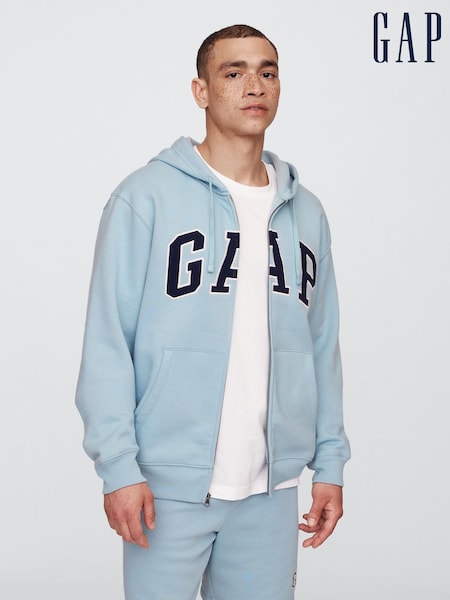 Gap Light Blue Relaxed Logo Zip Up Hoodie (W28329) | £40