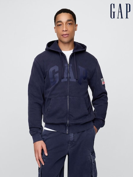 Gap Dark Blue VintageSoft Logo Zip Hoodie (W28330) | £60