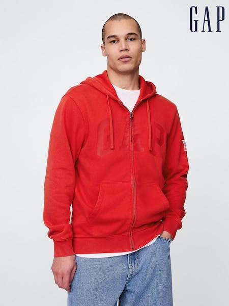 Gap Red VintageSoft Logo Zip Hoodie (W28336) | £60