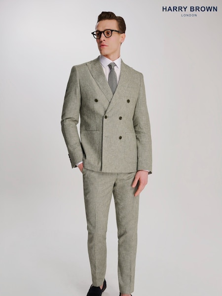 Harry Brown Green Giacomo Double Breasted Suit Jacket (W28337) | £0