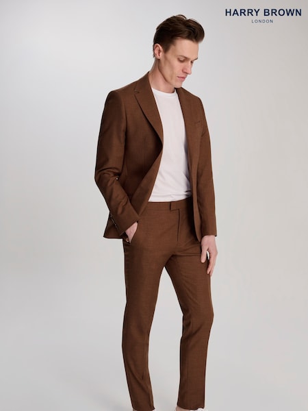 Harry Brown Brown Slim Fit Sandro Look Suit Trousers (W28340) | £0