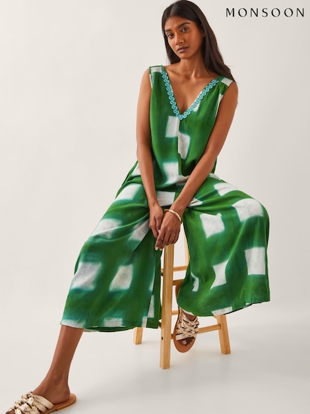 Monsoon Green Halia Check Jumpsuit (W28403) | £69