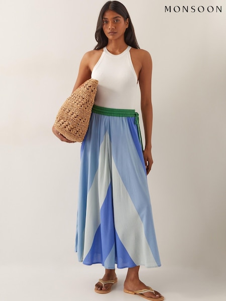 Monsoon Blue Lolana Midi Skirt (W28418) | £59