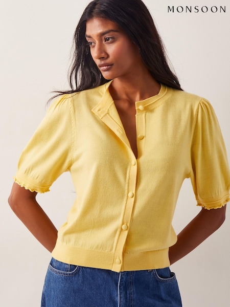 Monsoon Yellow Tegan Short Sleeve Cardigan (W28428) | £59