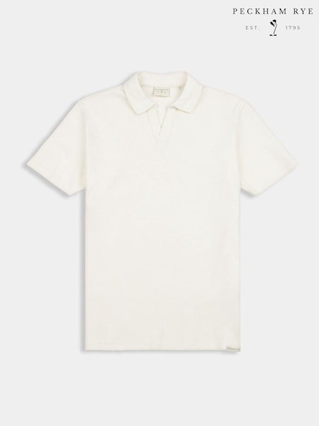 Peckham Rye Cream Mens Jersey Revere Polo Shirt (W28432) | £40