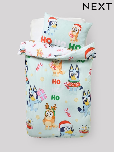 Blue Christmas Duvet Cover and Pillowcase Set (W28443) | £26 - £30
