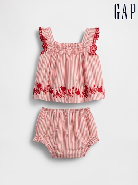 Gap Red Stripe Striped Poplin Outfit Set (Newborn-24mths) (W28446) | £25