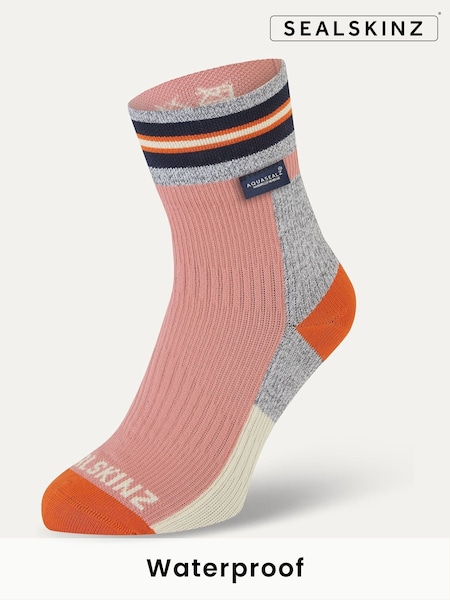 Sealskinz Surlingham Waterproof All Weather Ankle Length Striped Cuff Socks (W28447) | £37