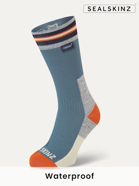 Sealskinz Surlingham Waterproof All Weather Mid Length Striped Cuff Socks (W28465) | £42