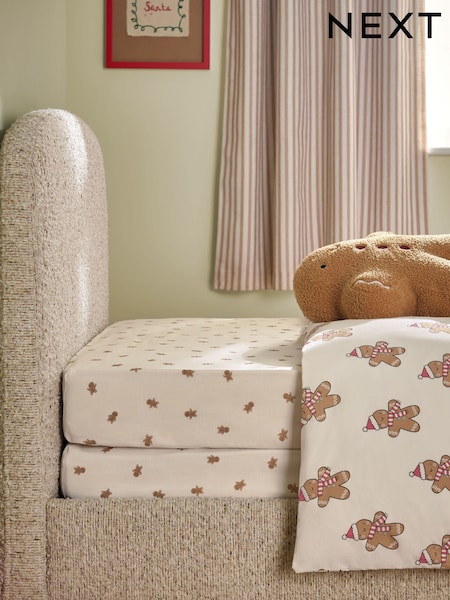 2 Pack Cream Gingerbread Fitted Sheets (W28477) | £16 - £22