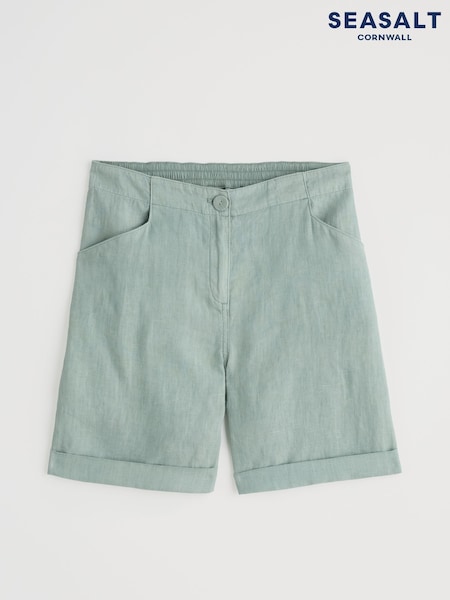Seasalt Cornwall Grey Penderleith 100% Linen Shorts (W28497) | £56