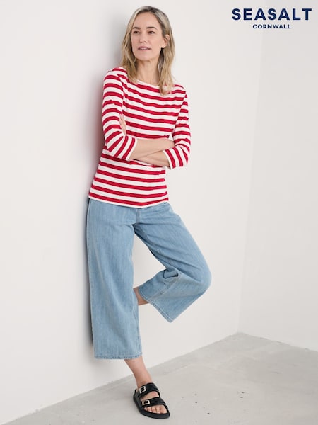 Seasalt Cornwall Red Marun 100% Cotton Sailor Top (W28534) | £30