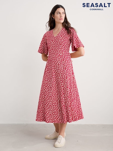 Seasalt Cornwall Red Petite Nancy Jersey Above-Ankle Dress (W28536) | £70