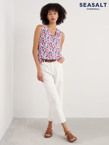 Seasalt Cornwall Pink Cobbs Well Sleeveless 100% Organic Cotton Vest (W28543) | £40