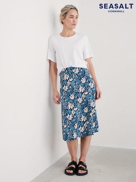 Seasalt Cornwall Blue Rose A-Line Skirt (W28561) | £53