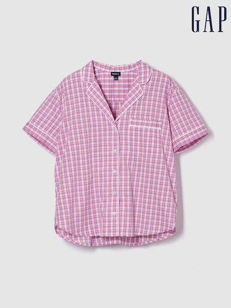 Gap Pink Gingham Long Sleeve Poplin Pyjama Shirt (W28627) | £25