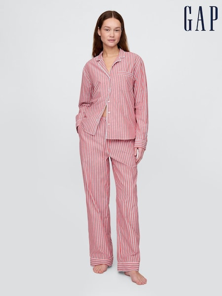Gap Red Stripe Trouser 100% Cotton Poplin Pyjama Bottoms (W28629) | £30