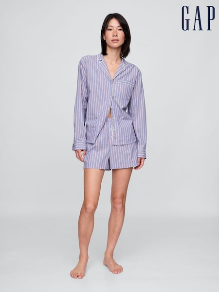 Gap Blue Stripe Poplin Pyjama Boxer Shorts (W28631) | £25