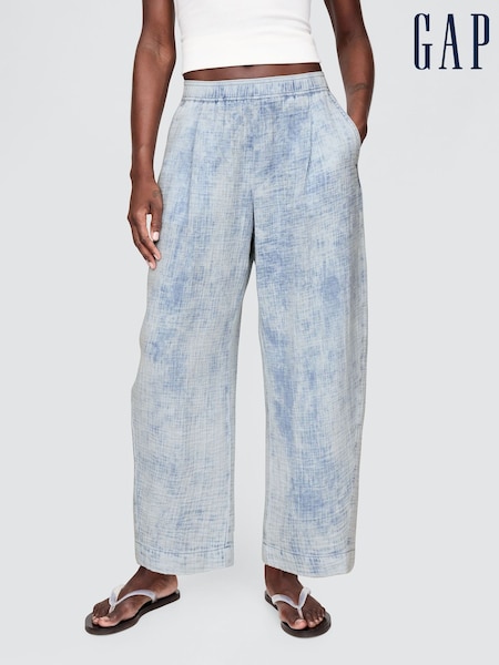 Gap Blue Crinkle Gauze Denim Easy Barrel Trousers (W28639) | £50