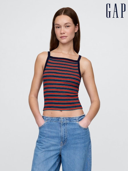 Gap Black/Red Stripe Modern Apron-Neck Crop Vest (W28644) | £16